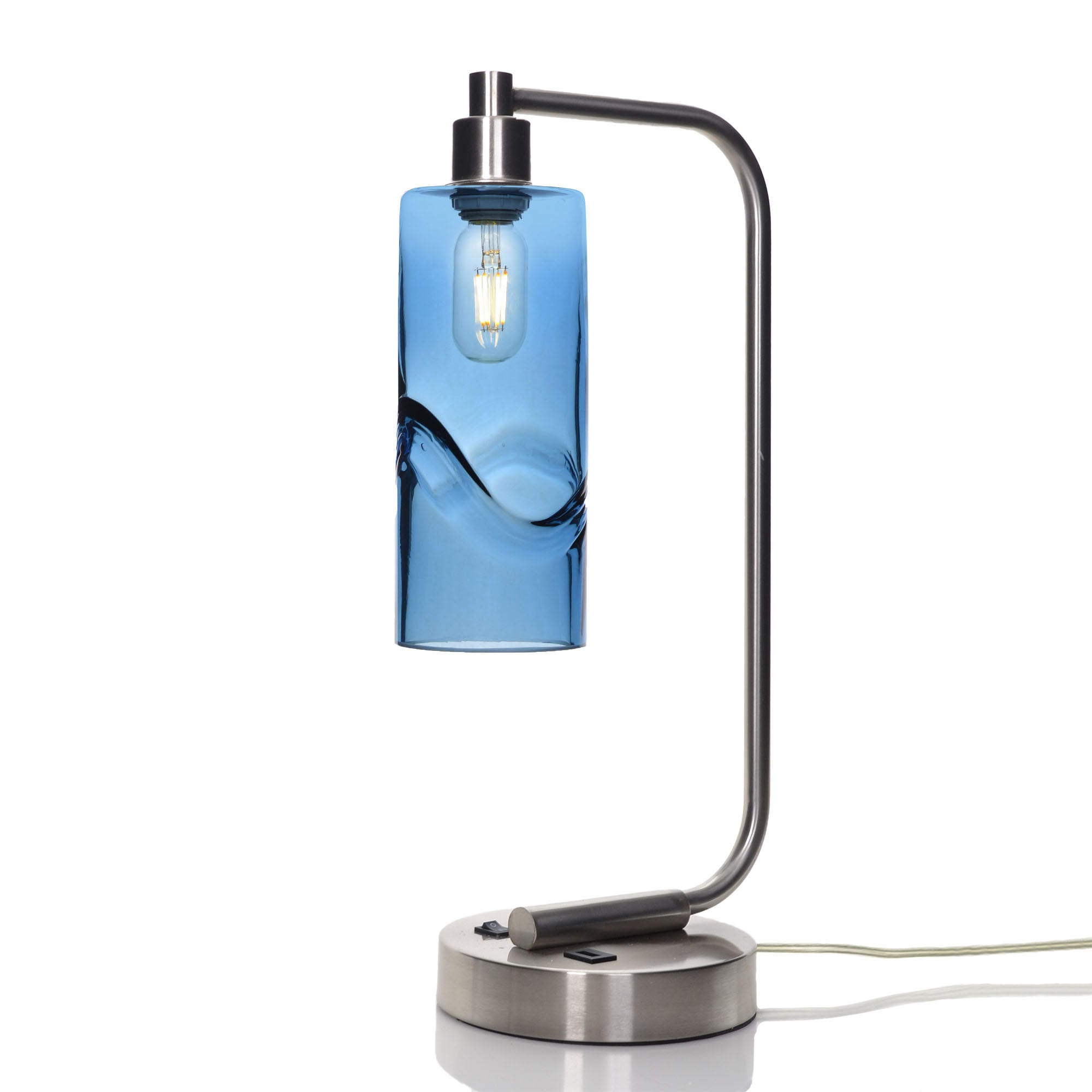 515 Table Lamp-Glass-Bicycle Glass Co - Hardware-Swell-Steel Blue-Brushed Nickel-Bicycle Glass Co