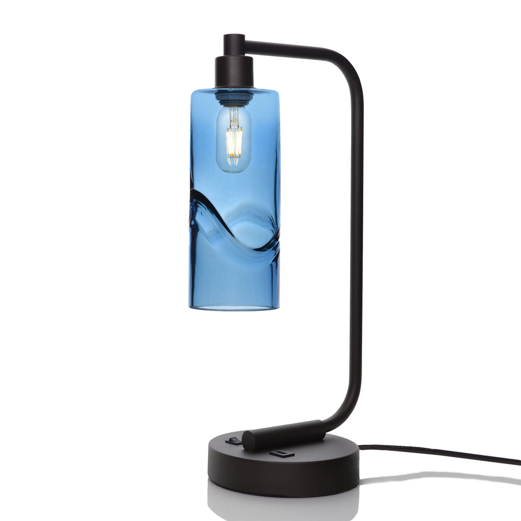 515 Table Lamp-Glass-Bicycle Glass Co - Hardware-Swell-Steel Blue-Matte Black-Bicycle Glass Co