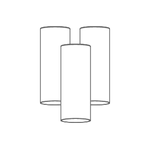 Simplified line drawing of set of three 515 shades.