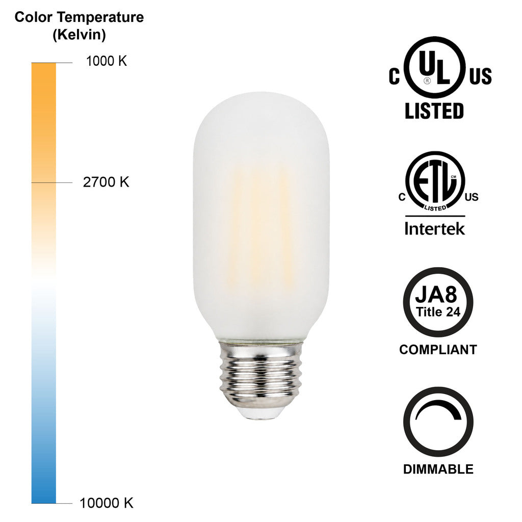 6 Watt Frosted LED Filament Bulb (2700k) - Dimmable & Energy-Efficient | Bicycle Glass Co.-Lightbulb-Bicycle Glass Co - Hardware-Single Bulb-Bicycle Glass Co