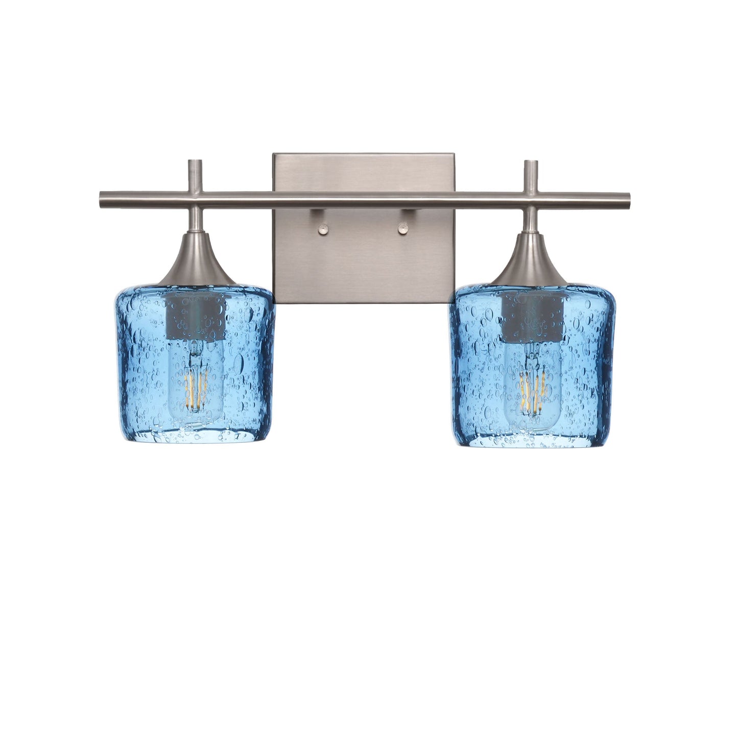 601 2-Light Wall Vanity-Glass-Bicycle Glass Co - Hotshop-Brushed Nickel-Lunar-Steel Blue-Bicycle Glass Co