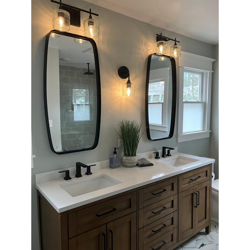 601 2-Light Wall Vanity-Glass-Bicycle Glass Co - Hotshop-Brushed Nickel-Lunar-Steel Blue-Bicycle Glass Co