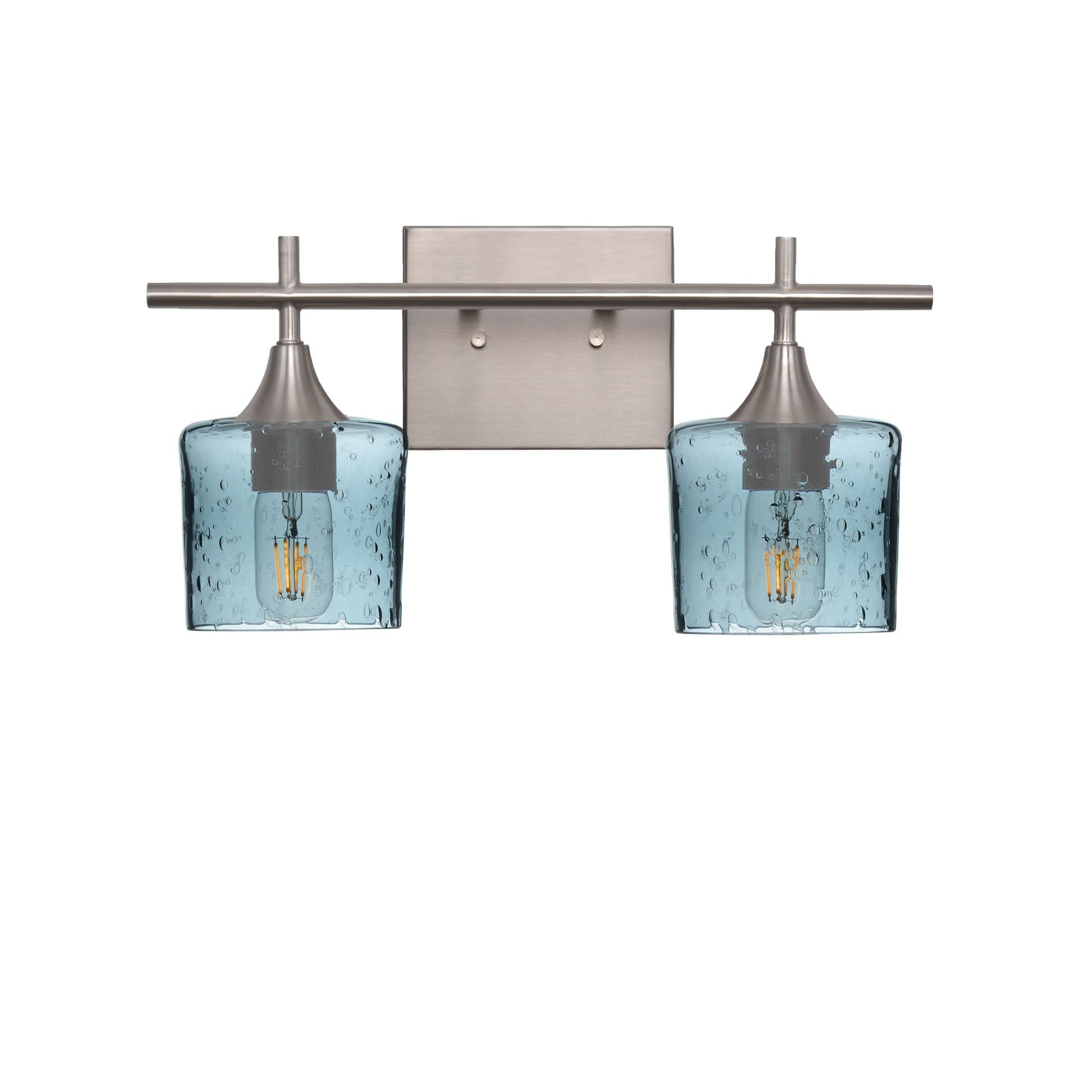 601 2-Light Wall Vanity-Glass-Bicycle Glass Co - Hotshop-Brushed Nickel-Lunar-Steel Blue-Bicycle Glass Co