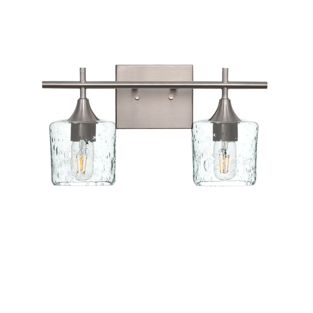 601 2-Light Wall Vanity-Glass-Bicycle Glass Co - Hotshop-Brushed Nickel-Lunar-Steel Blue-Bicycle Glass Co