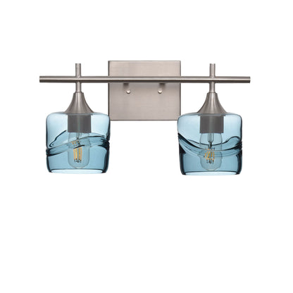 601 2-Light Wall Vanity-Glass-Bicycle Glass Co - Hotshop-Brushed Nickel-Lunar-Steel Blue-Bicycle Glass Co