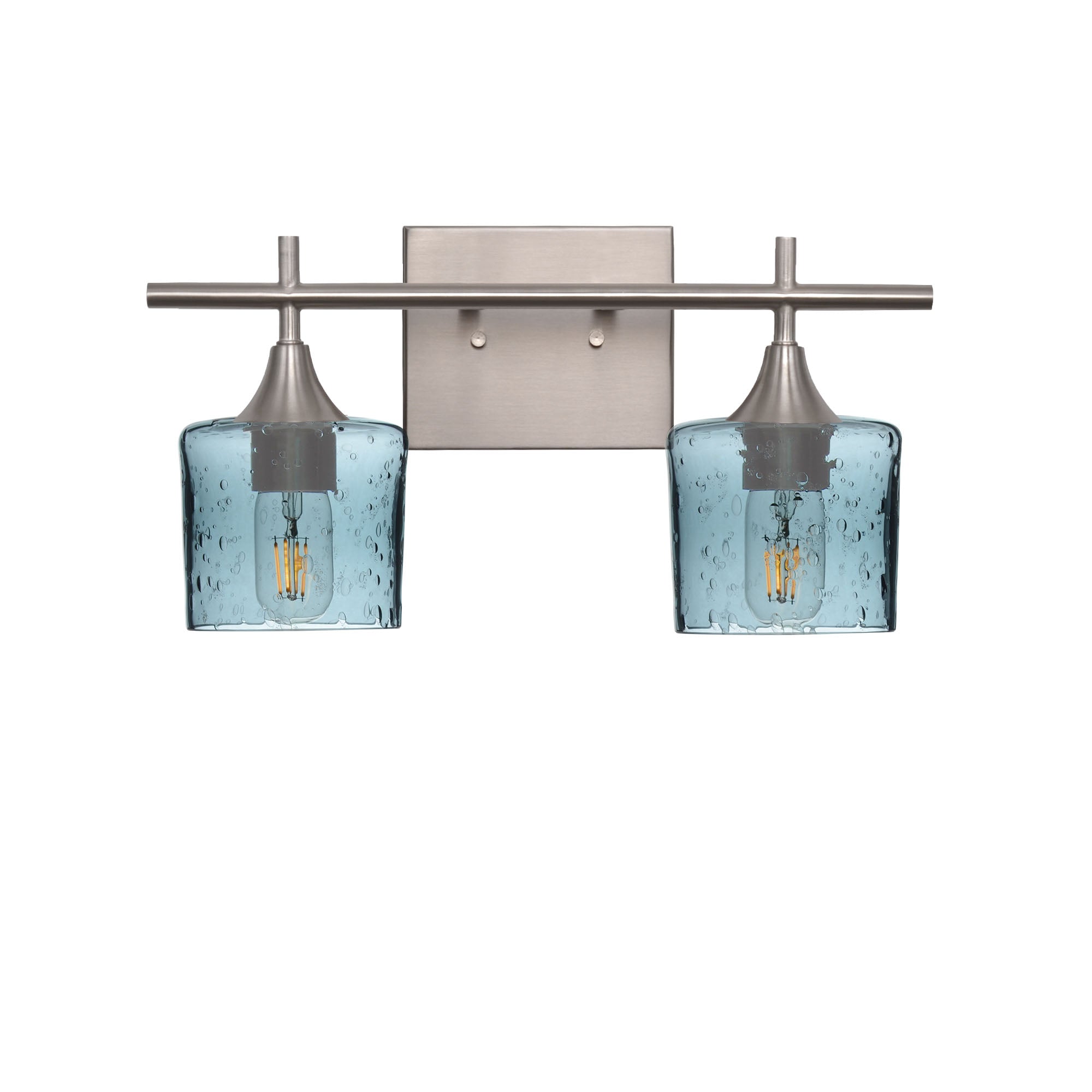 601 2-Light Wall Vanity-Glass-Bicycle Glass Co - Hotshop-Brushed Nickel-Lunar-Steel Blue-Bicycle Glass Co