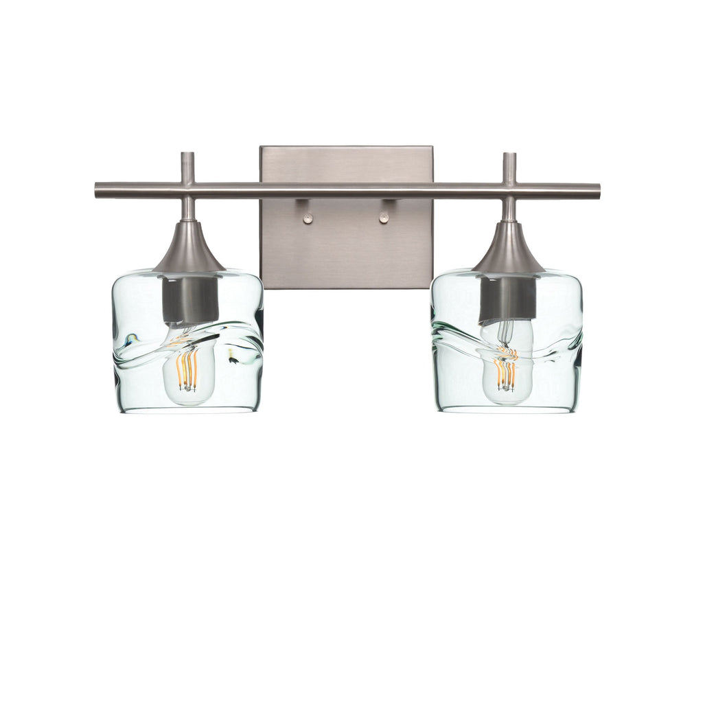 601 2-Light Wall Vanity-Glass-Bicycle Glass Co - Hotshop-Brushed Nickel-Lunar-Steel Blue-Bicycle Glass Co