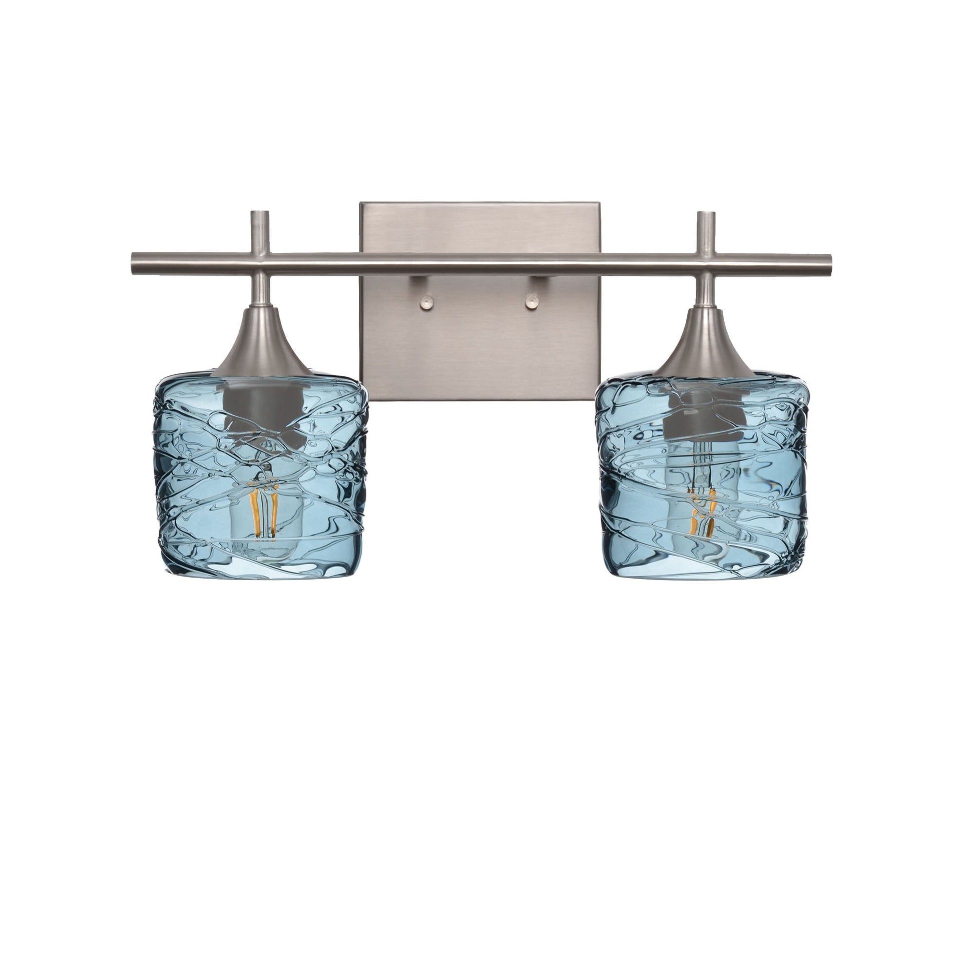 601 2-Light Wall Vanity-Glass-Bicycle Glass Co - Hotshop-Brushed Nickel-Lunar-Steel Blue-Bicycle Glass Co