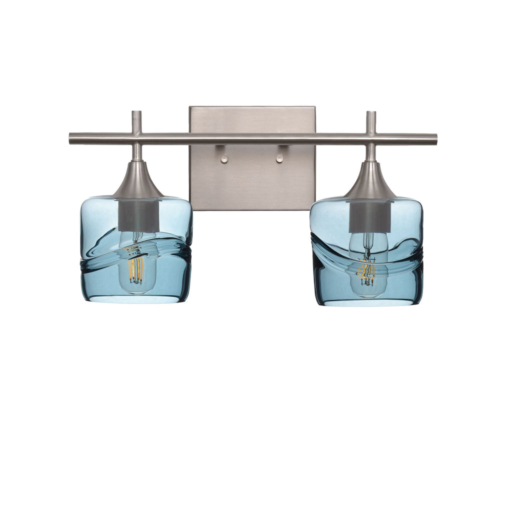 601 2-Light Wall Vanity-Glass-Bicycle Glass Co - Hotshop-Brushed Nickel-Lunar-Steel Blue-Bicycle Glass Co