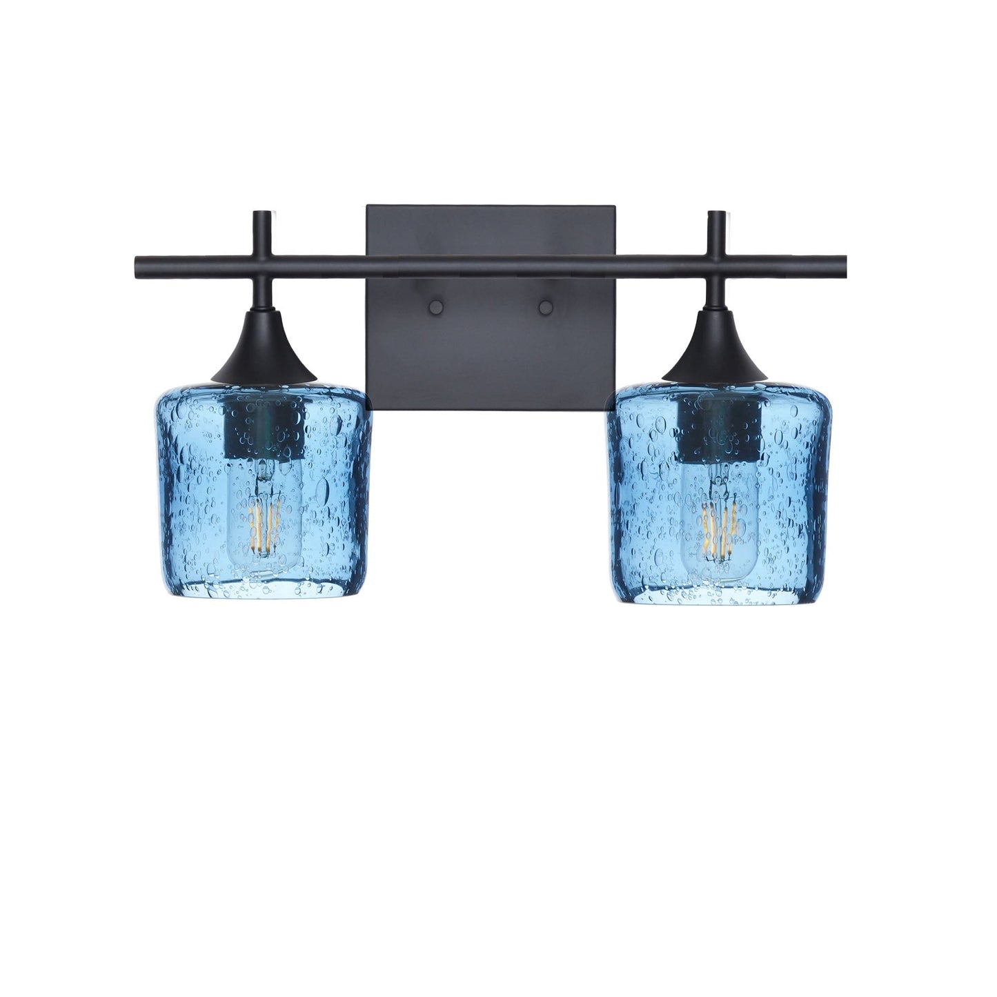 601 2-Light Wall Vanity-Glass-Bicycle Glass Co - Hotshop-Brushed Nickel-Lunar-Steel Blue-Bicycle Glass Co