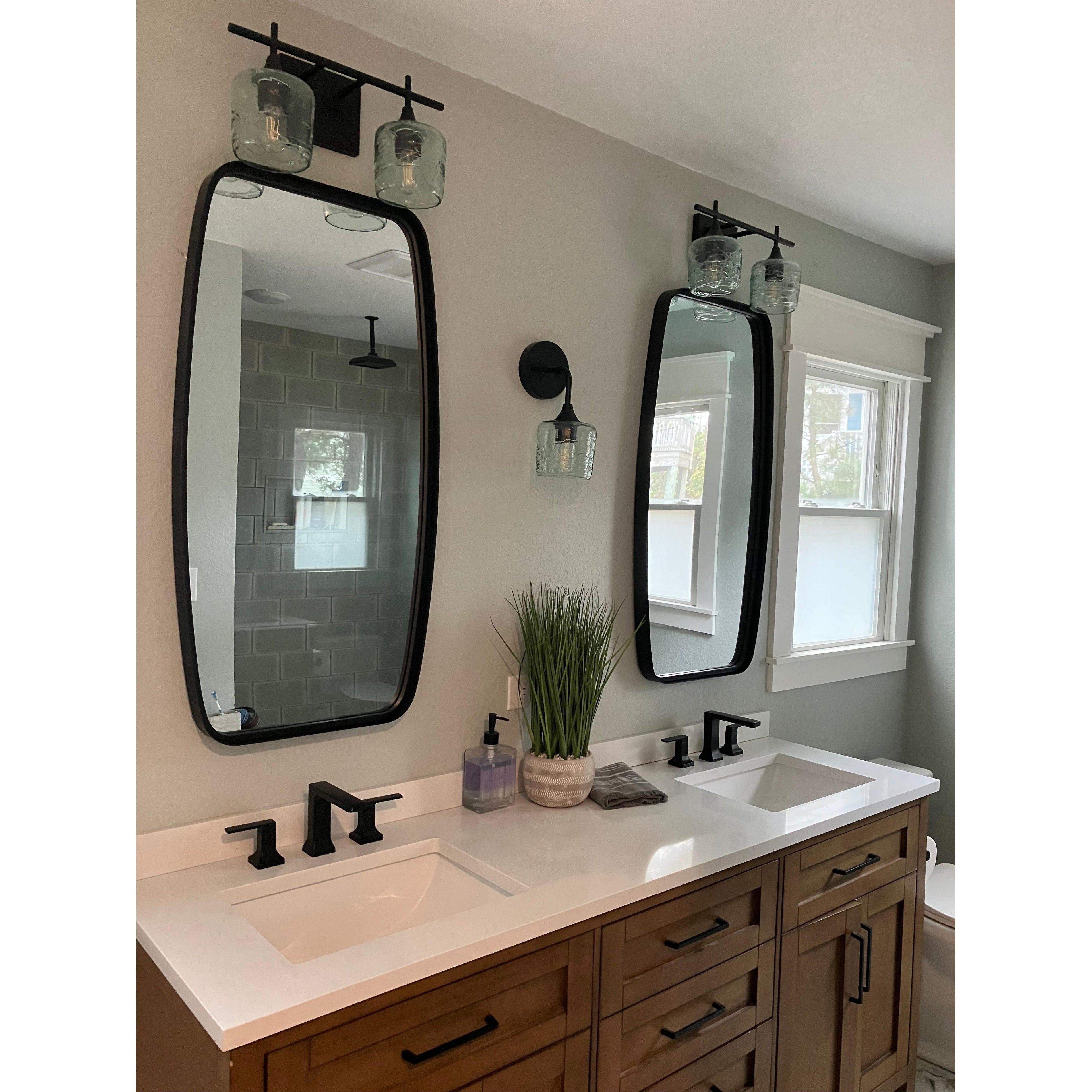 601 2-Light Wall Vanity-Glass-Bicycle Glass Co - Hotshop-Brushed Nickel-Lunar-Steel Blue-Bicycle Glass Co