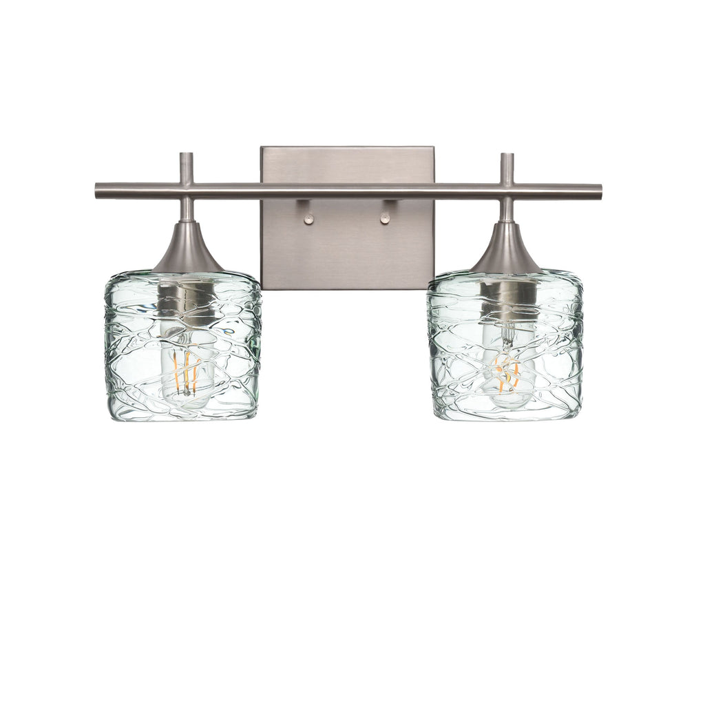 601 2-Light Wall Vanity-Glass-Bicycle Glass Co - Hotshop-Brushed Nickel-Lunar-Steel Blue-Bicycle Glass Co