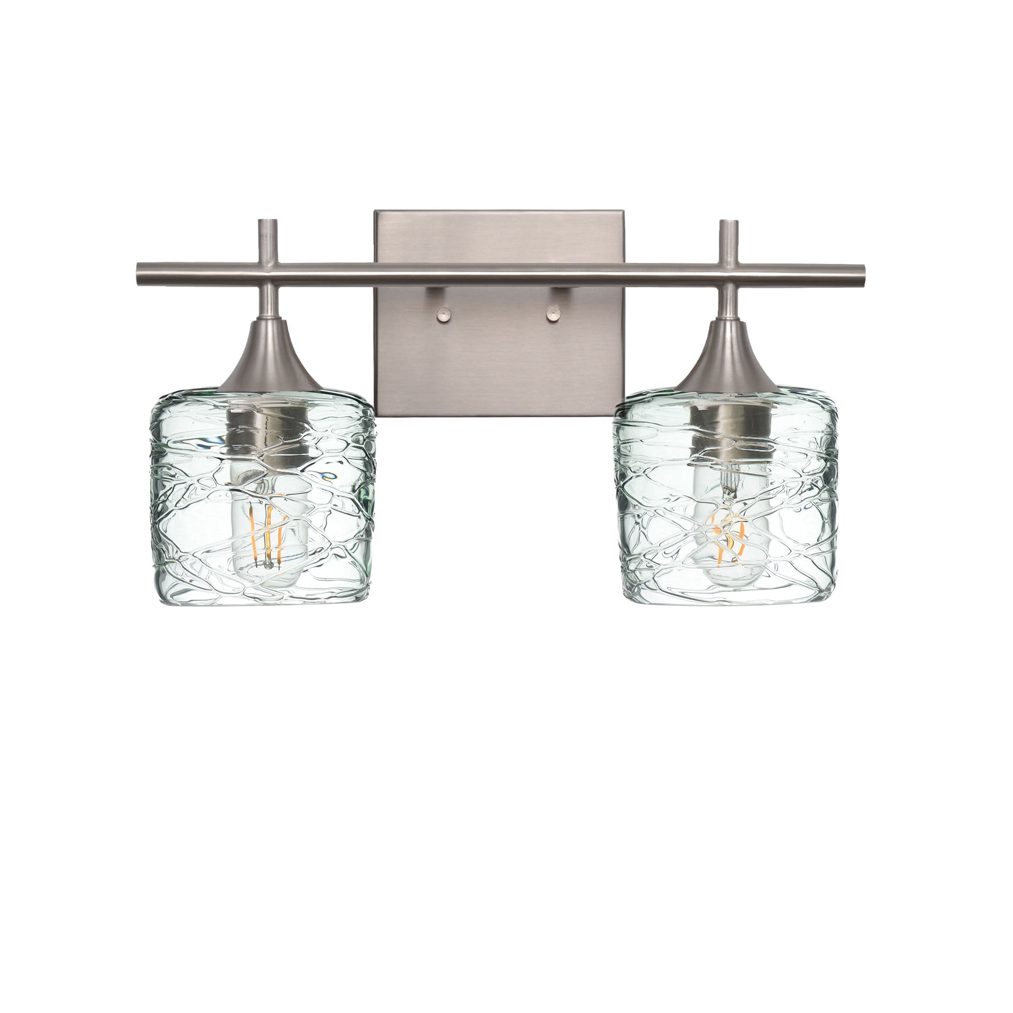 601 2-Light Wall Vanity-Glass-Bicycle Glass Co - Hotshop-Brushed Nickel-Lunar-Steel Blue-Bicycle Glass Co