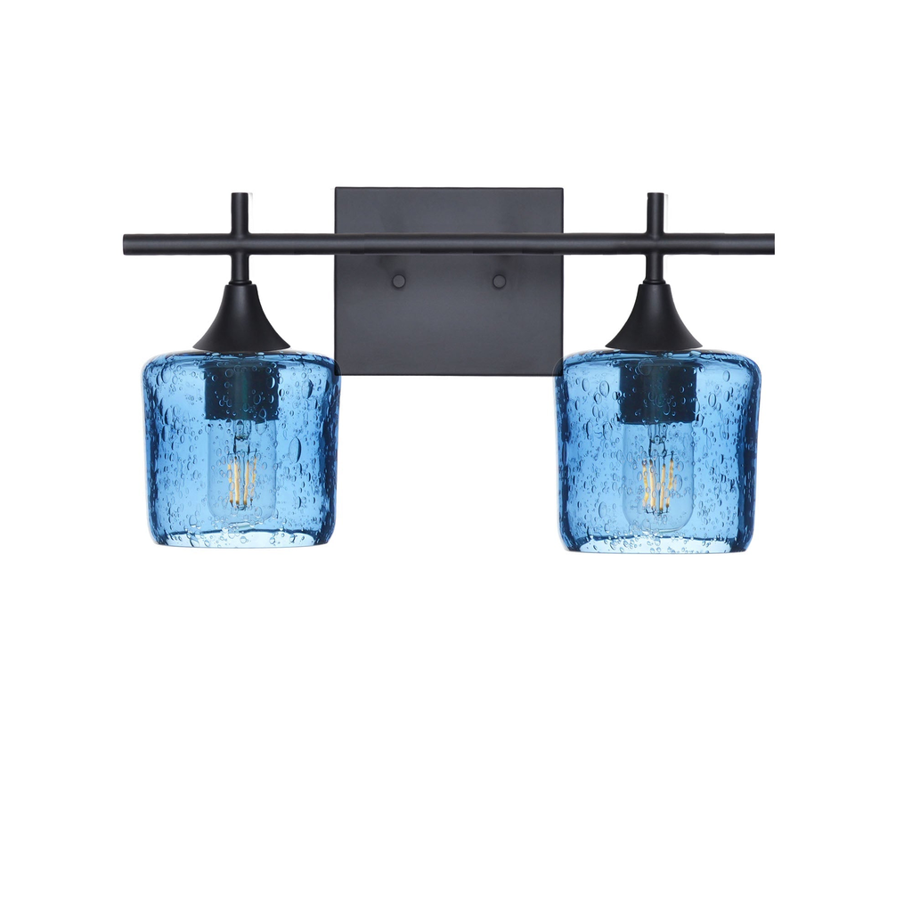 601 2-Light Wall Vanity-Glass-Bicycle Glass Co - Hotshop-Brushed Nickel-Lunar-Steel Blue-Bicycle Glass Co