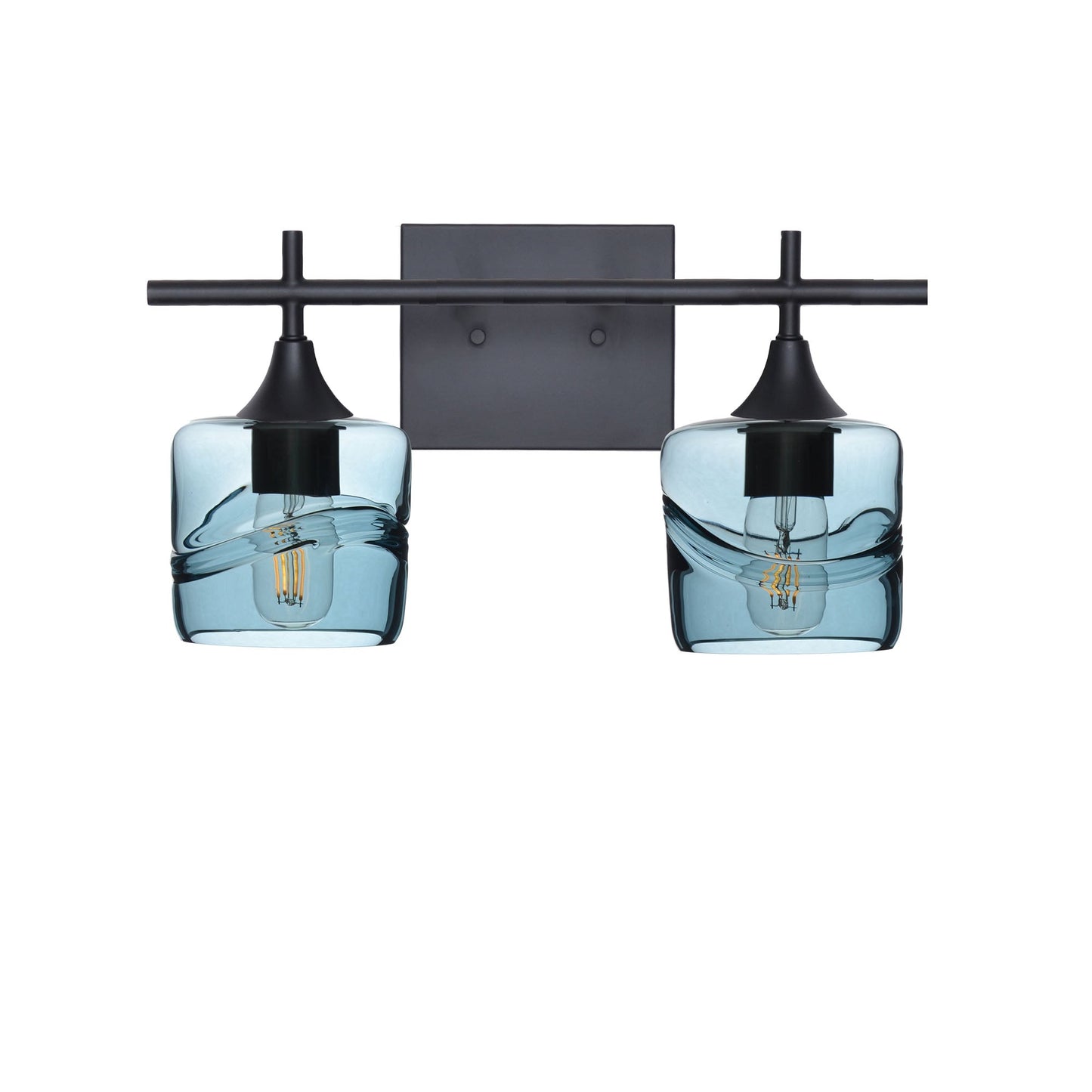 601 2-Light Wall Vanity-Glass-Bicycle Glass Co - Hotshop-Brushed Nickel-Lunar-Steel Blue-Bicycle Glass Co