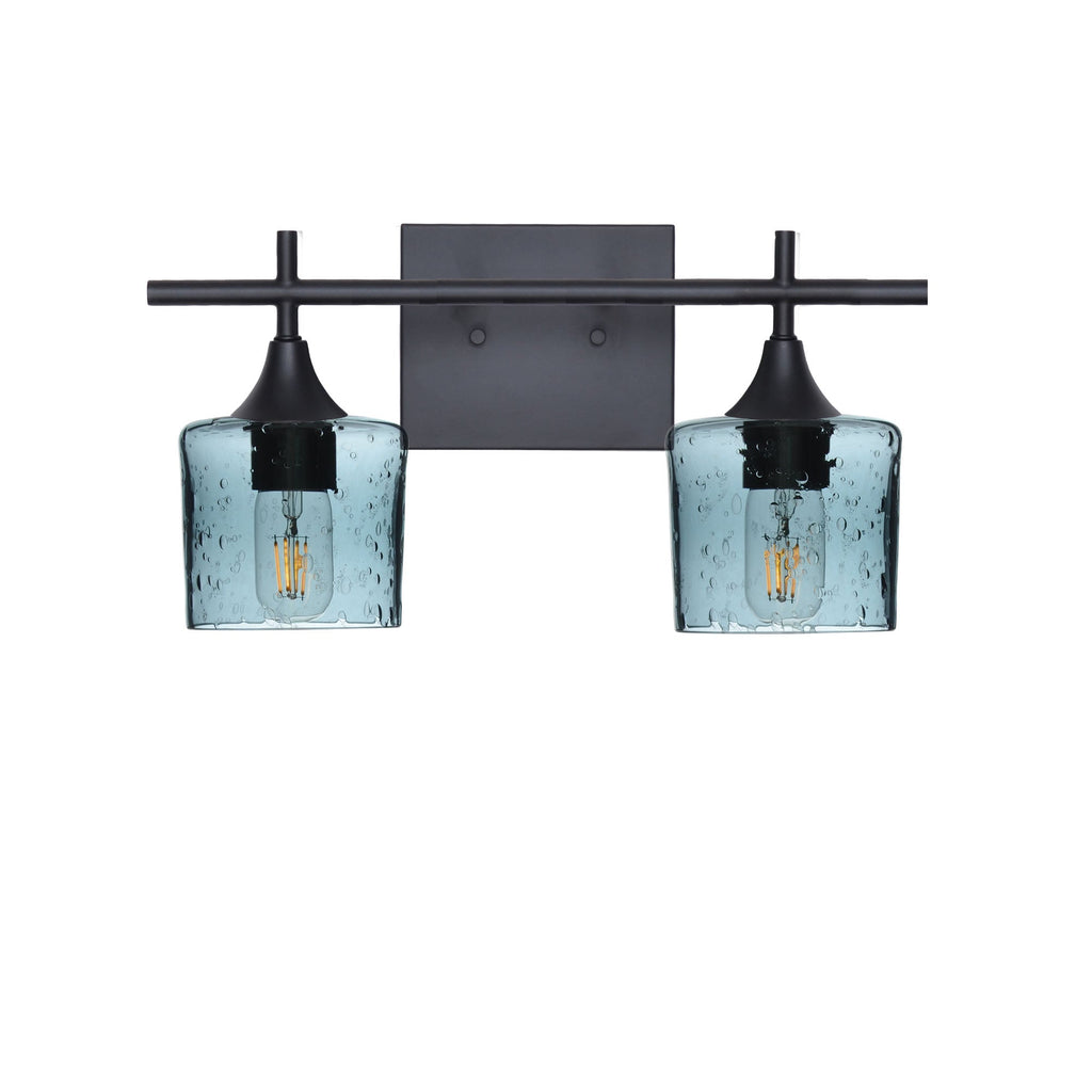 601 2-Light Wall Vanity-Glass-Bicycle Glass Co - Hotshop-Brushed Nickel-Lunar-Steel Blue-Bicycle Glass Co