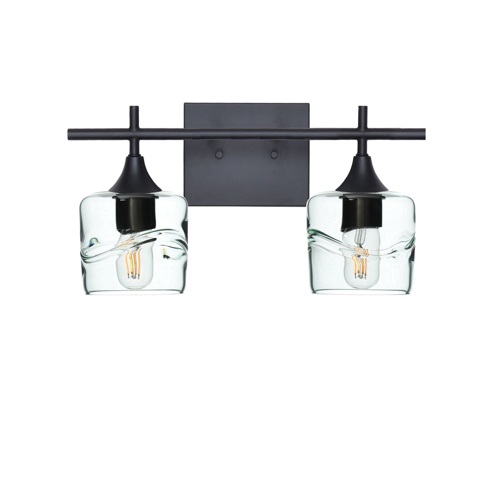 601 2-Light Wall Vanity-Glass-Bicycle Glass Co - Hotshop-Brushed Nickel-Lunar-Steel Blue-Bicycle Glass Co