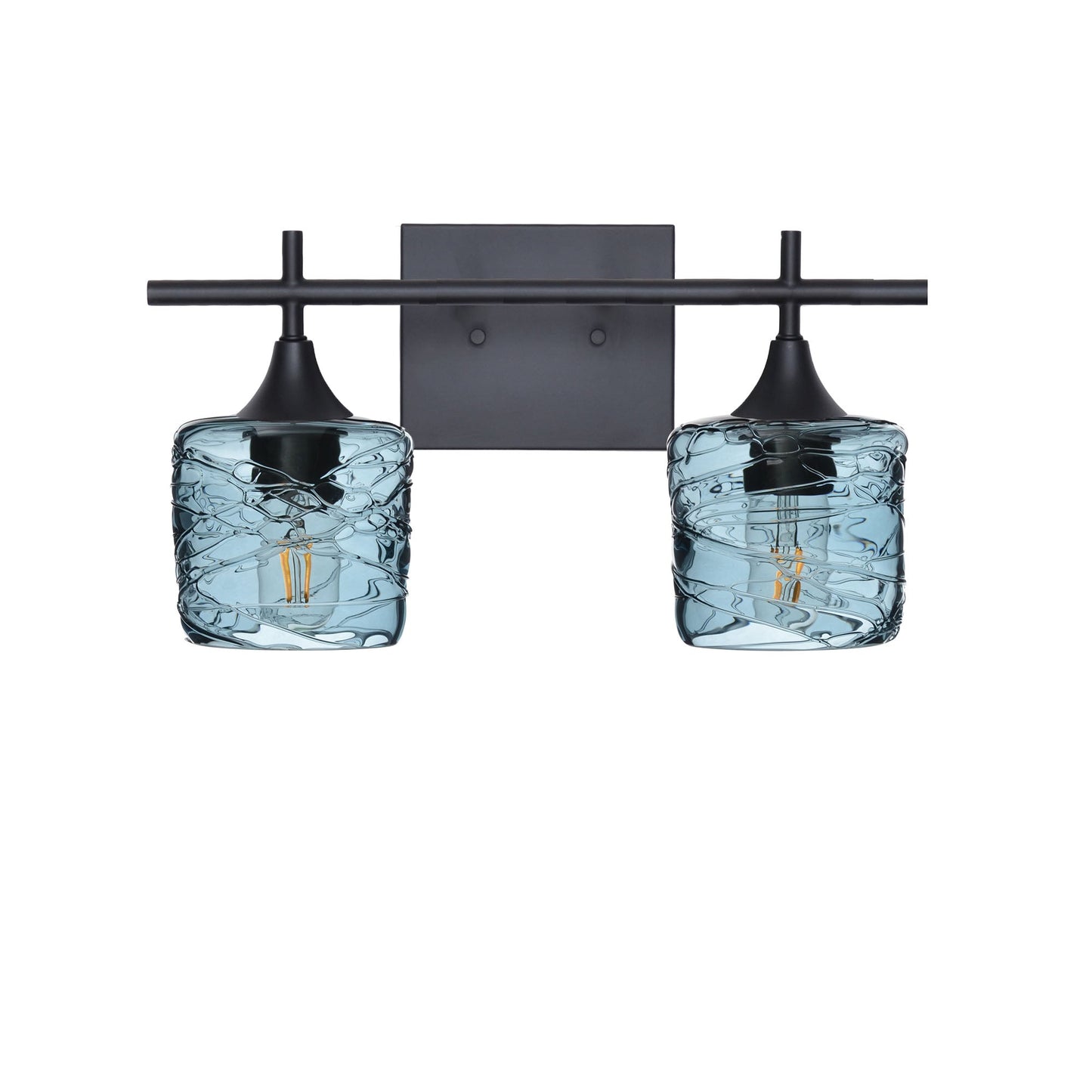 601 2-Light Wall Vanity-Glass-Bicycle Glass Co - Hotshop-Brushed Nickel-Lunar-Steel Blue-Bicycle Glass Co