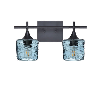 601 2-Light Wall Vanity-Glass-Bicycle Glass Co - Hotshop-Brushed Nickel-Lunar-Steel Blue-Bicycle Glass Co