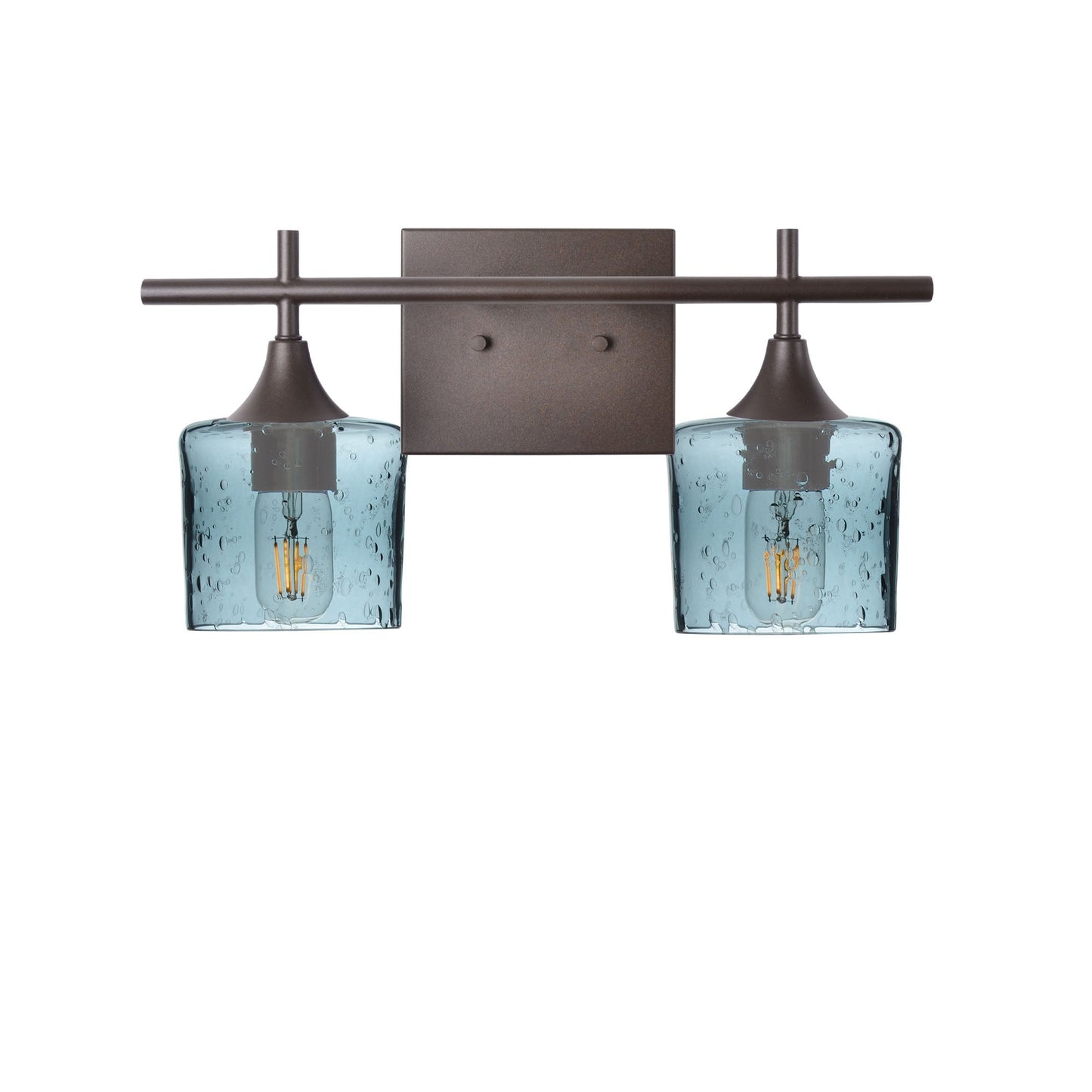 601 2-Light Wall Vanity-Glass-Bicycle Glass Co - Hotshop-Brushed Nickel-Lunar-Steel Blue-Bicycle Glass Co