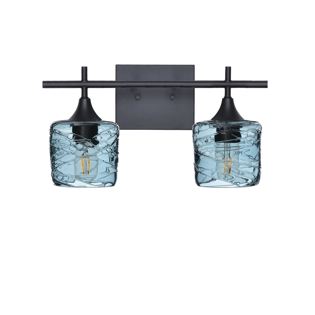 601 2-Light Wall Vanity-Glass-Bicycle Glass Co - Hotshop-Brushed Nickel-Lunar-Steel Blue-Bicycle Glass Co