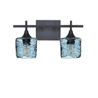 601 2-Light Wall Vanity-Glass-Bicycle Glass Co - Hotshop-Brushed Nickel-Lunar-Steel Blue-Bicycle Glass Co