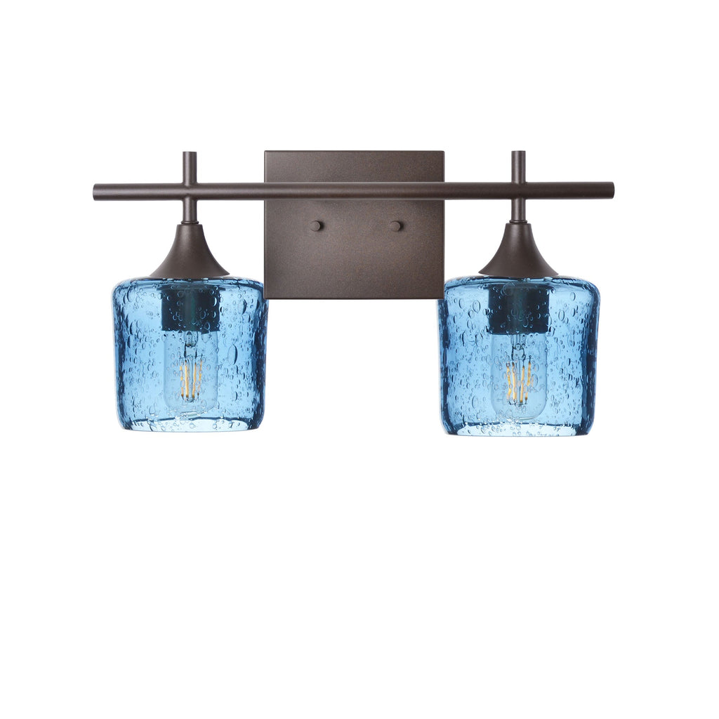 601 2-Light Wall Vanity-Glass-Bicycle Glass Co - Hotshop-Brushed Nickel-Lunar-Steel Blue-Bicycle Glass Co