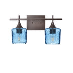 601 2-Light Wall Vanity-Glass-Bicycle Glass Co - Hotshop-Brushed Nickel-Lunar-Steel Blue-Bicycle Glass Co