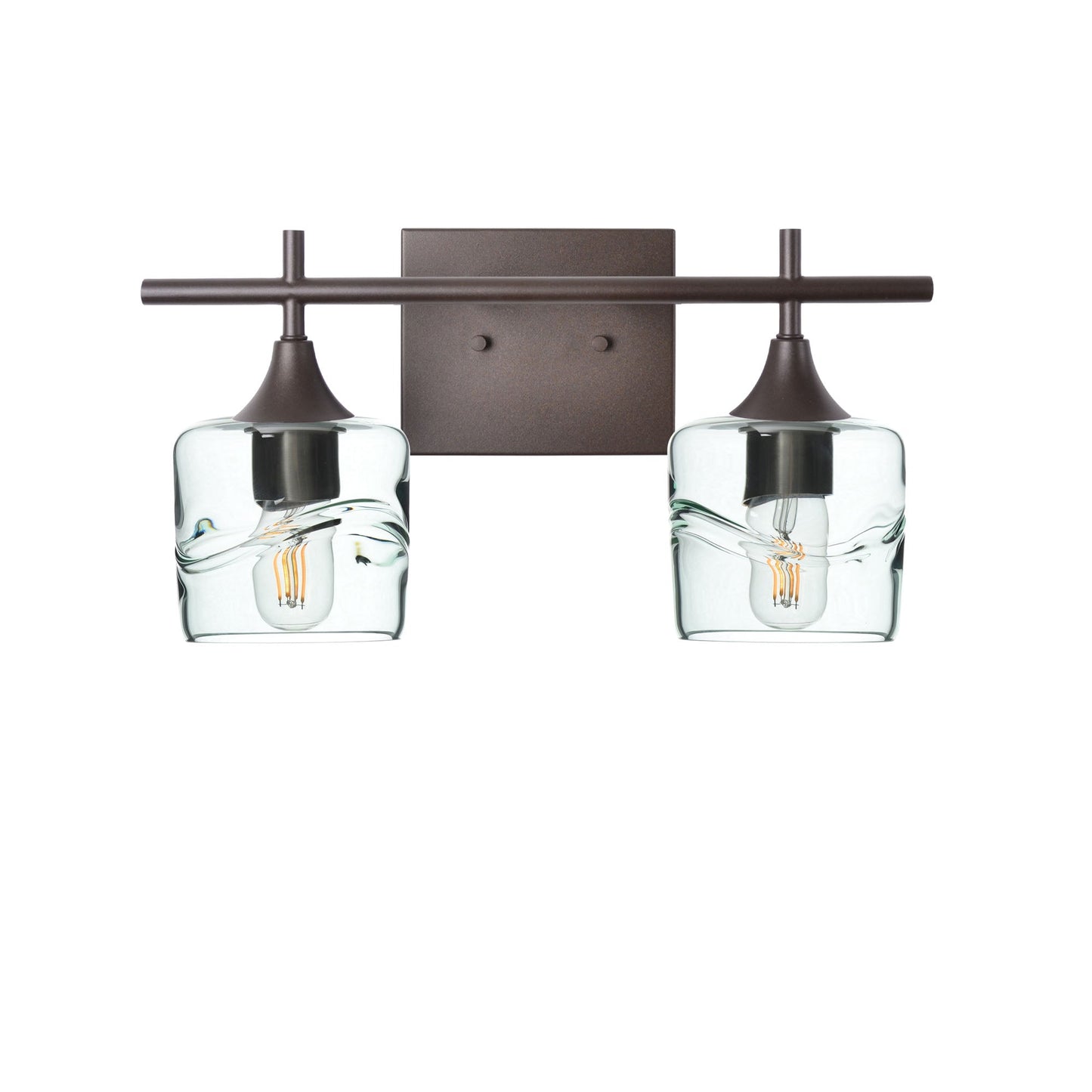 601 2-Light Wall Vanity-Glass-Bicycle Glass Co - Hotshop-Brushed Nickel-Lunar-Steel Blue-Bicycle Glass Co