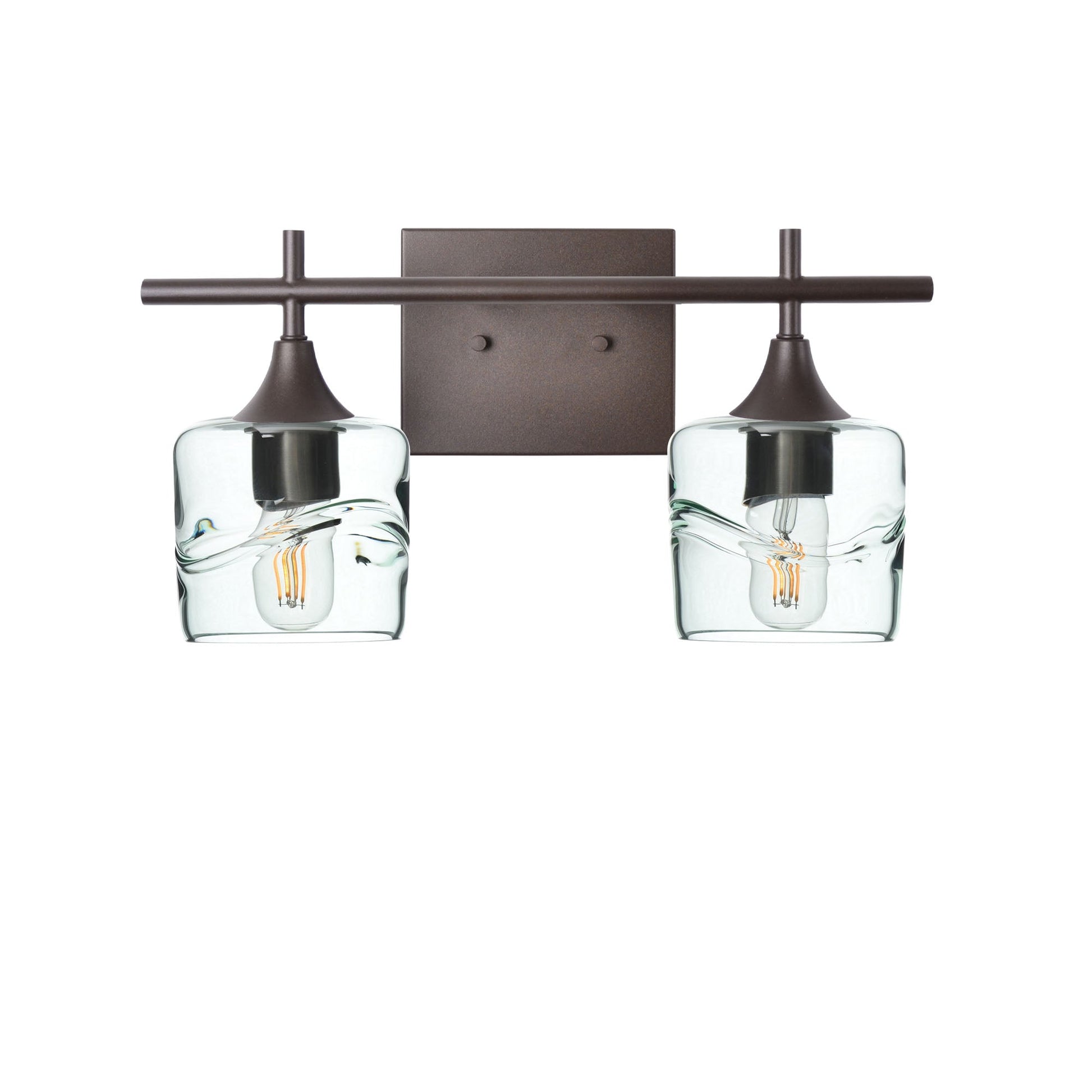 601 2-Light Wall Vanity-Glass-Bicycle Glass Co - Hotshop-Brushed Nickel-Lunar-Steel Blue-Bicycle Glass Co