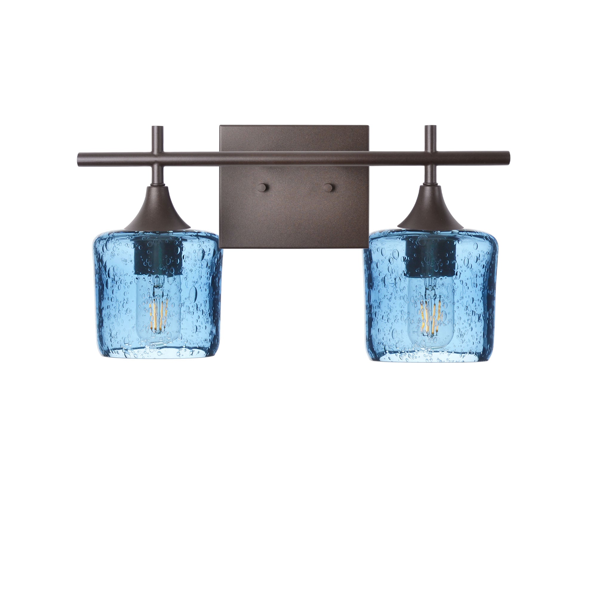 601 2-Light Wall Vanity-Glass-Bicycle Glass Co - Hotshop-Brushed Nickel-Lunar-Steel Blue-Bicycle Glass Co