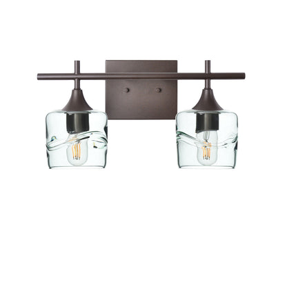 601 2-Light Wall Vanity-Glass-Bicycle Glass Co - Hotshop-Brushed Nickel-Lunar-Steel Blue-Bicycle Glass Co