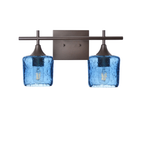601 2-Light Wall Vanity-Glass-Bicycle Glass Co - Hotshop-Brushed Nickel-Lunar-Steel Blue-Bicycle Glass Co