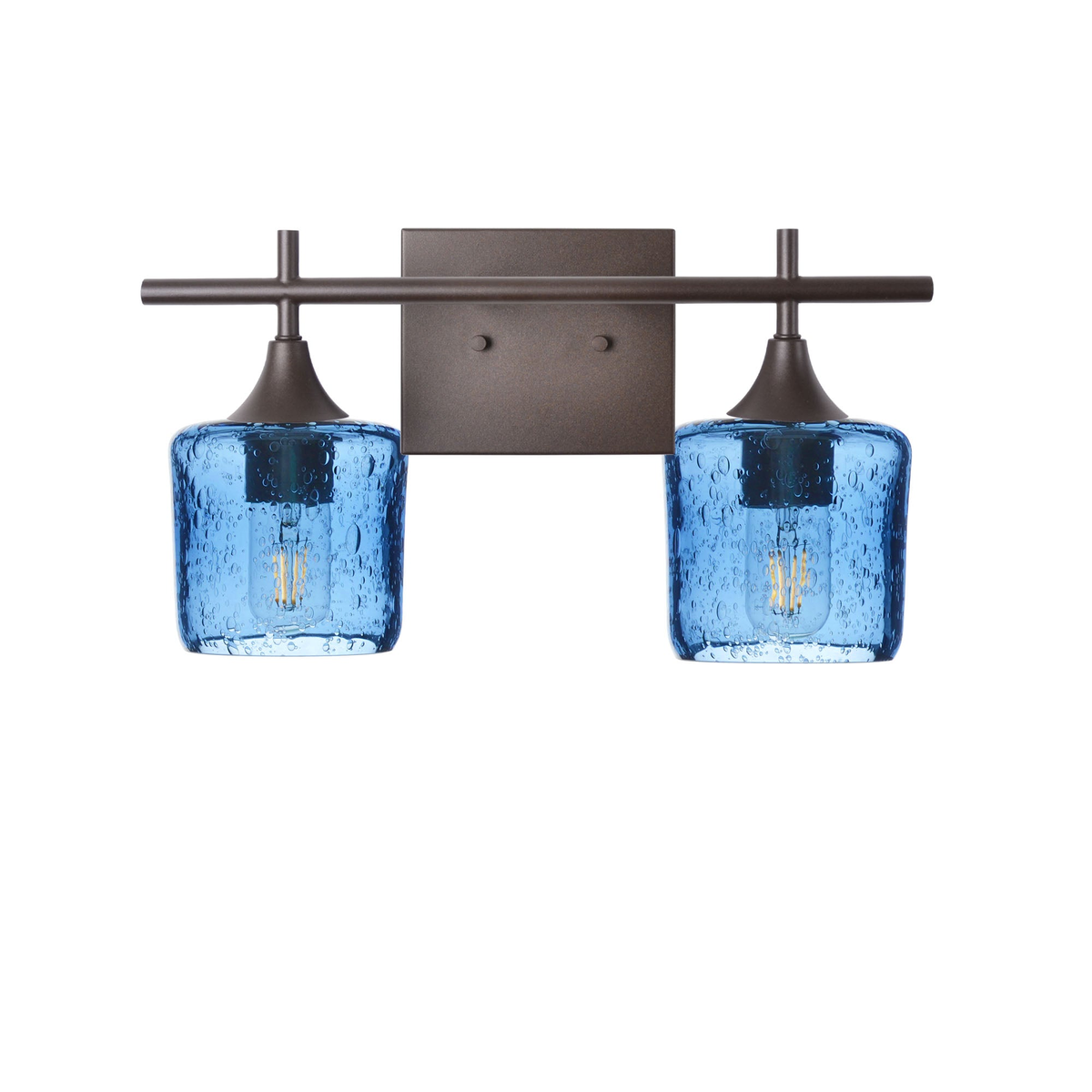 601 2-Light Wall Vanity-Glass-Bicycle Glass Co - Hotshop-Brushed Nickel-Lunar-Steel Blue-Bicycle Glass Co