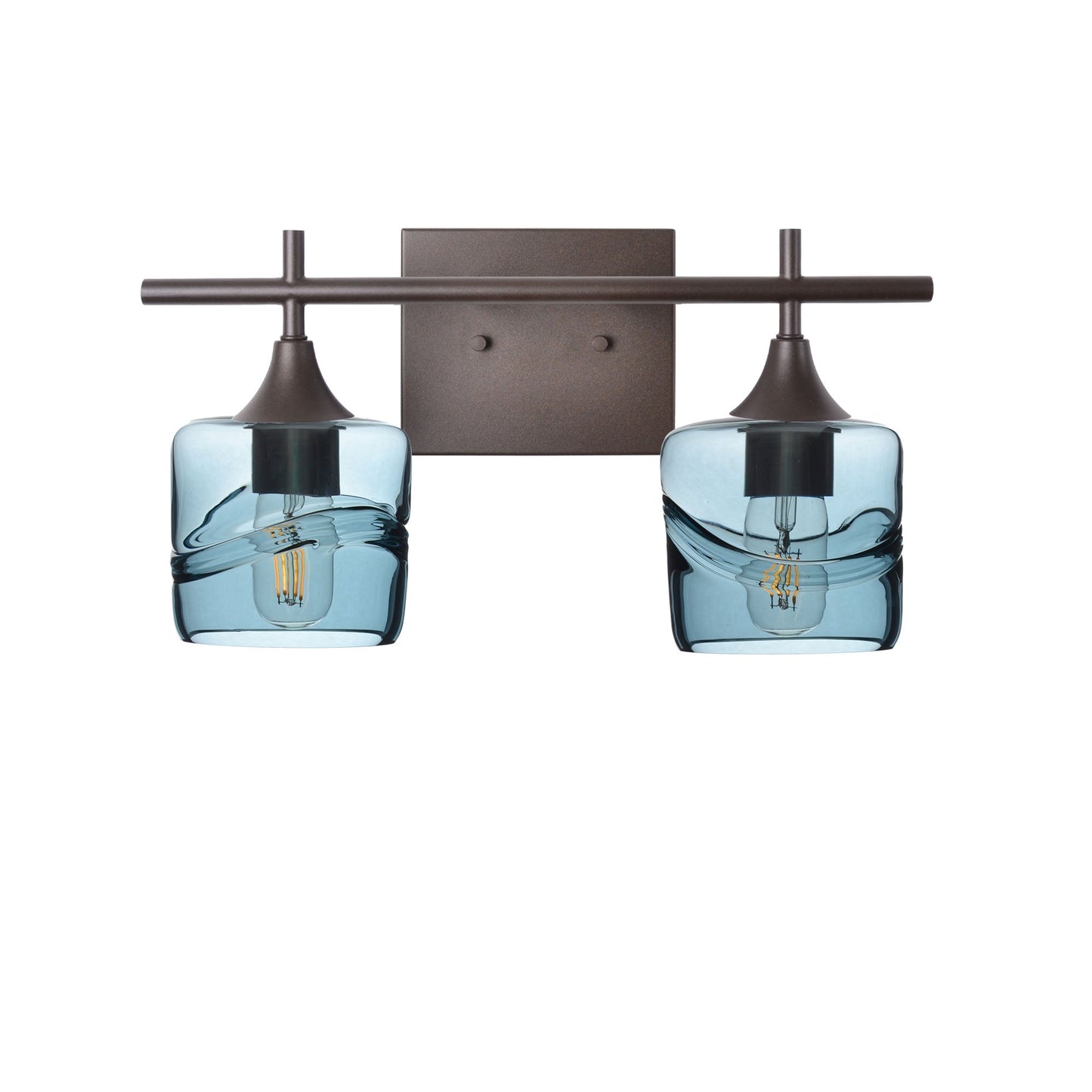 601 2-Light Wall Vanity-Glass-Bicycle Glass Co - Hotshop-Brushed Nickel-Lunar-Steel Blue-Bicycle Glass Co