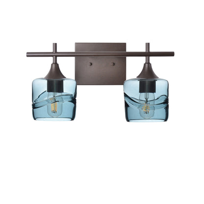601 2-Light Wall Vanity-Glass-Bicycle Glass Co - Hotshop-Brushed Nickel-Lunar-Steel Blue-Bicycle Glass Co