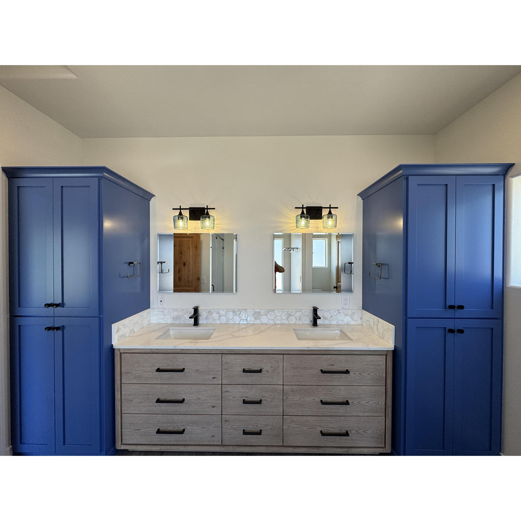 601 2-Light Wall Vanity-Glass-Bicycle Glass Co - Hotshop-Brushed Nickel-Lunar-Steel Blue-Bicycle Glass Co