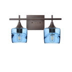 601 2-Light Wall Vanity-Glass-Bicycle Glass Co - Hotshop-Brushed Nickel-Lunar-Steel Blue-Bicycle Glass Co