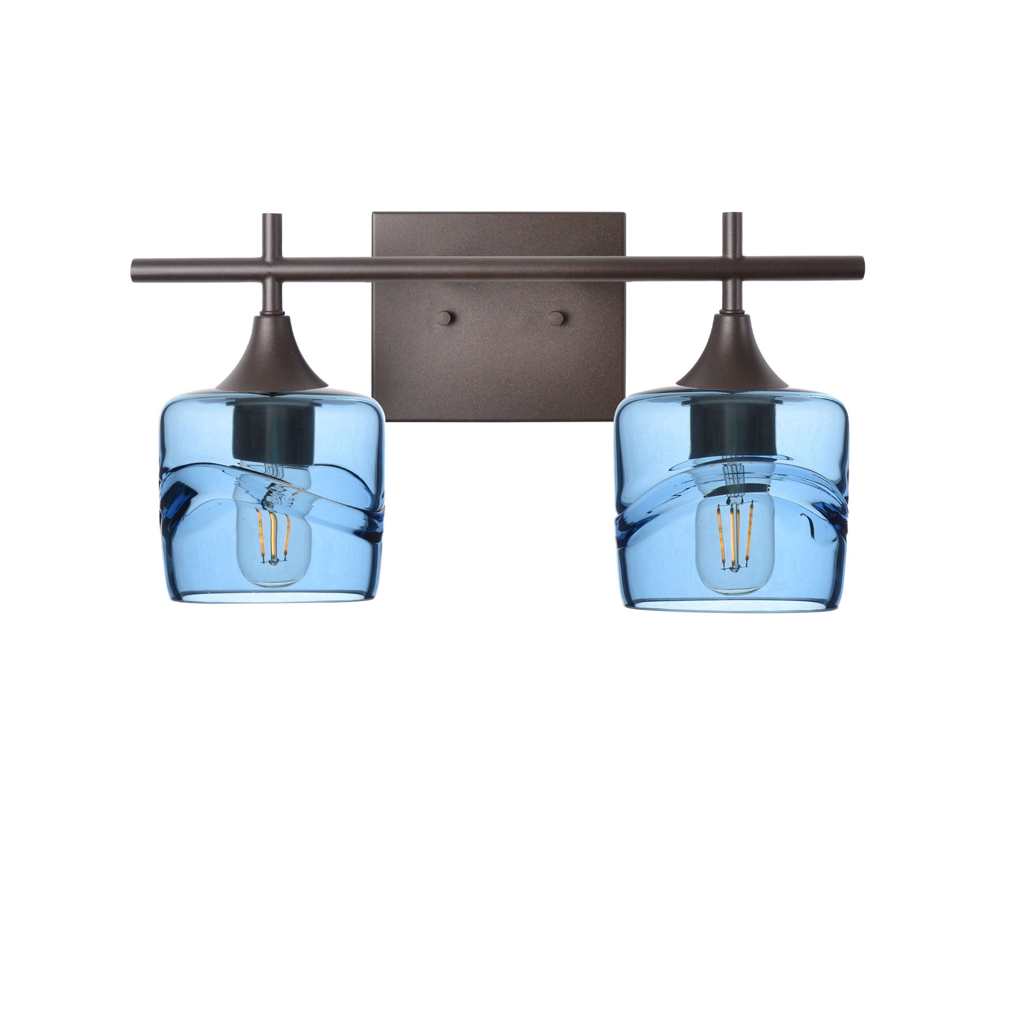 601 2-Light Wall Vanity-Glass-Bicycle Glass Co - Hotshop-Brushed Nickel-Lunar-Steel Blue-Bicycle Glass Co