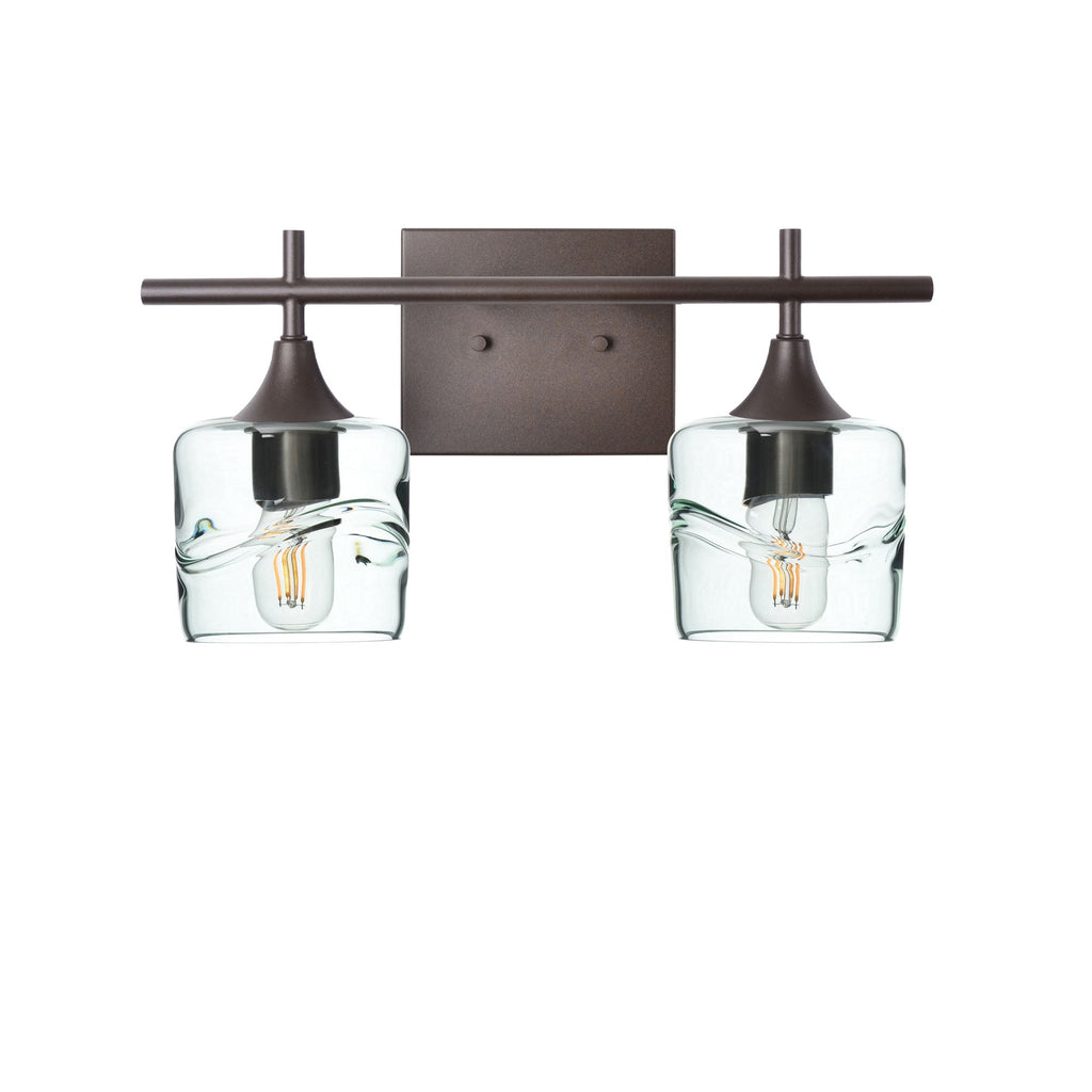 601 2-Light Wall Vanity-Glass-Bicycle Glass Co - Hotshop-Brushed Nickel-Lunar-Steel Blue-Bicycle Glass Co