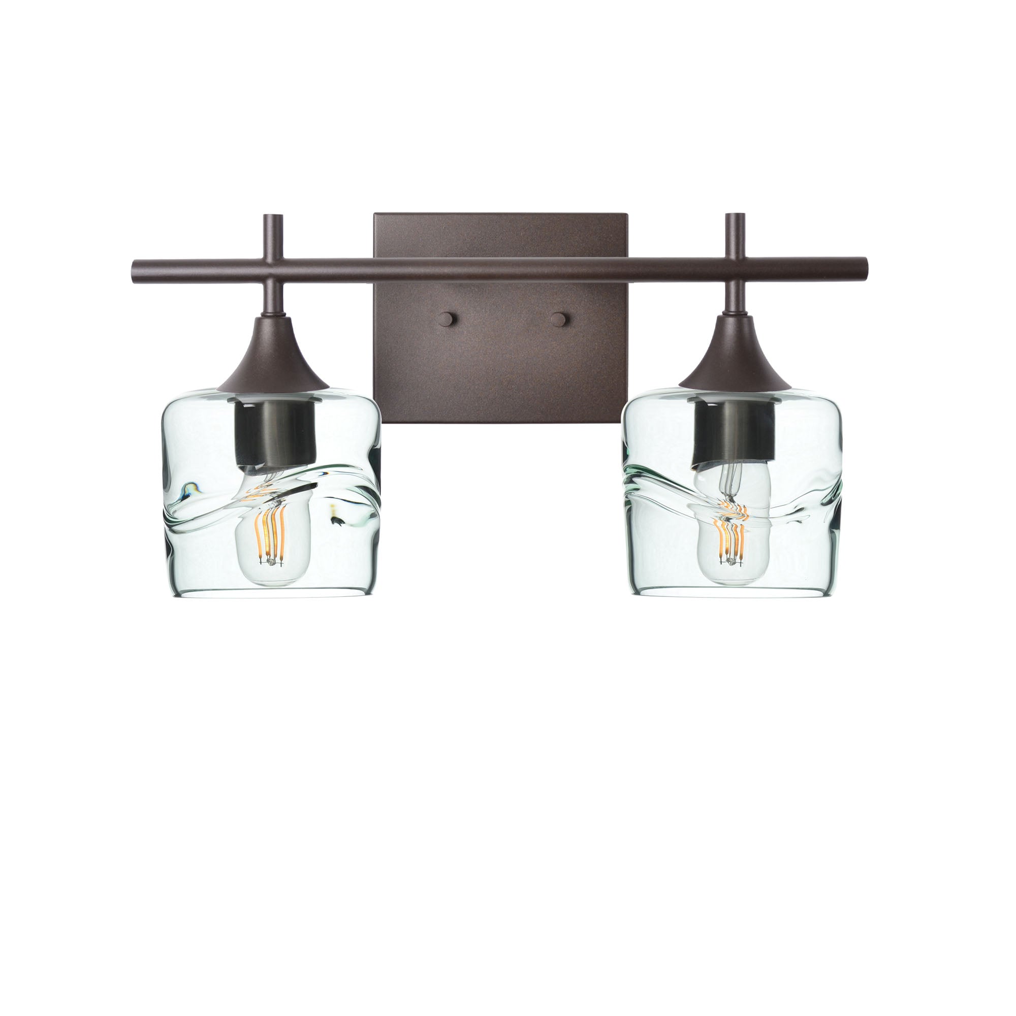 601 2-Light Wall Vanity-Glass-Bicycle Glass Co - Hotshop-Brushed Nickel-Lunar-Steel Blue-Bicycle Glass Co