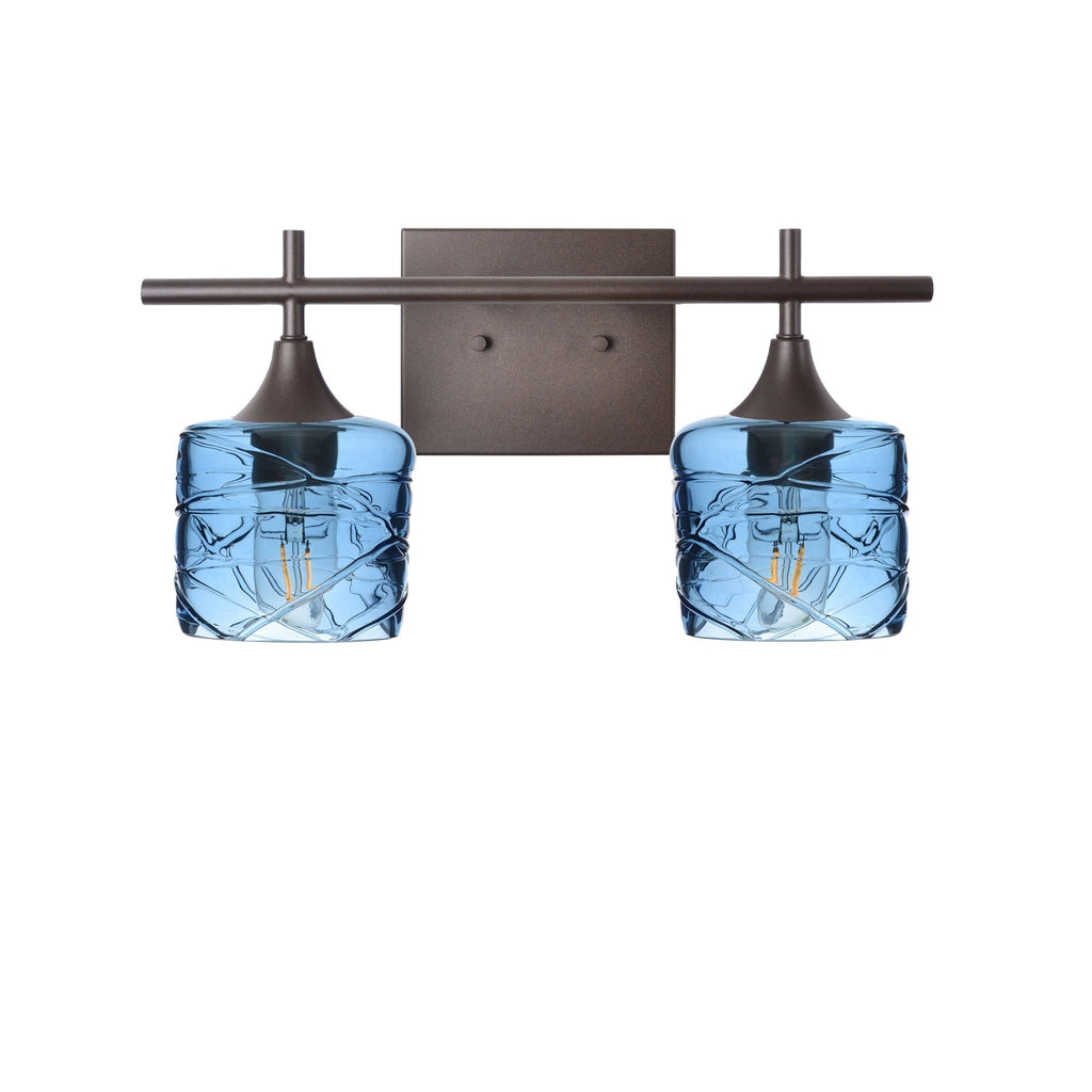 601 2-Light Wall Vanity-Glass-Bicycle Glass Co - Hotshop-Brushed Nickel-Lunar-Steel Blue-Bicycle Glass Co
