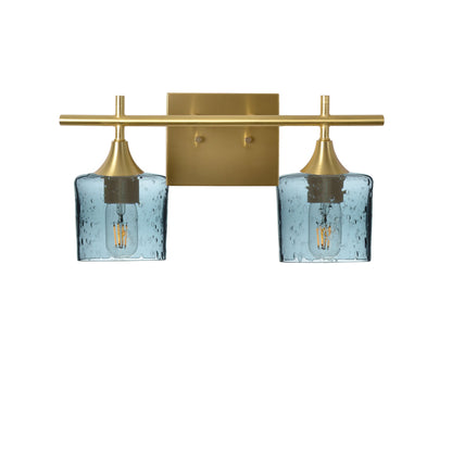 601 2-Light Wall Vanity-Glass-Bicycle Glass Co - Hotshop-Brushed Nickel-Lunar-Steel Blue-Bicycle Glass Co