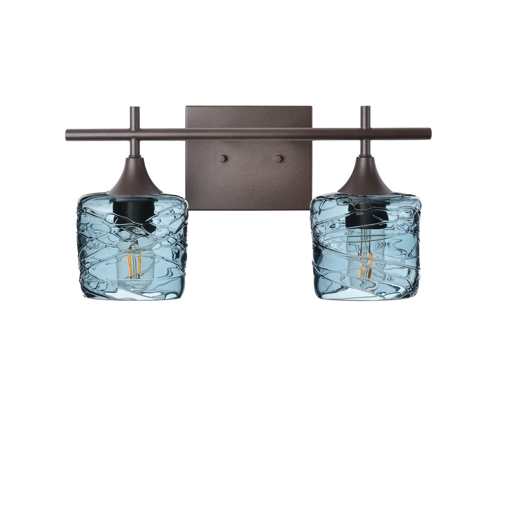 601 2-Light Wall Vanity-Glass-Bicycle Glass Co - Hotshop-Brushed Nickel-Lunar-Steel Blue-Bicycle Glass Co