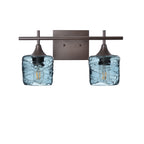 601 2-Light Wall Vanity-Glass-Bicycle Glass Co - Hotshop-Brushed Nickel-Lunar-Steel Blue-Bicycle Glass Co