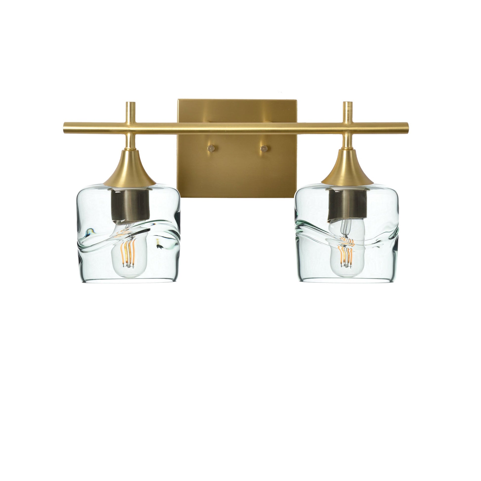 601 2-Light Wall Vanity-Glass-Bicycle Glass Co - Hotshop-Brushed Nickel-Lunar-Steel Blue-Bicycle Glass Co