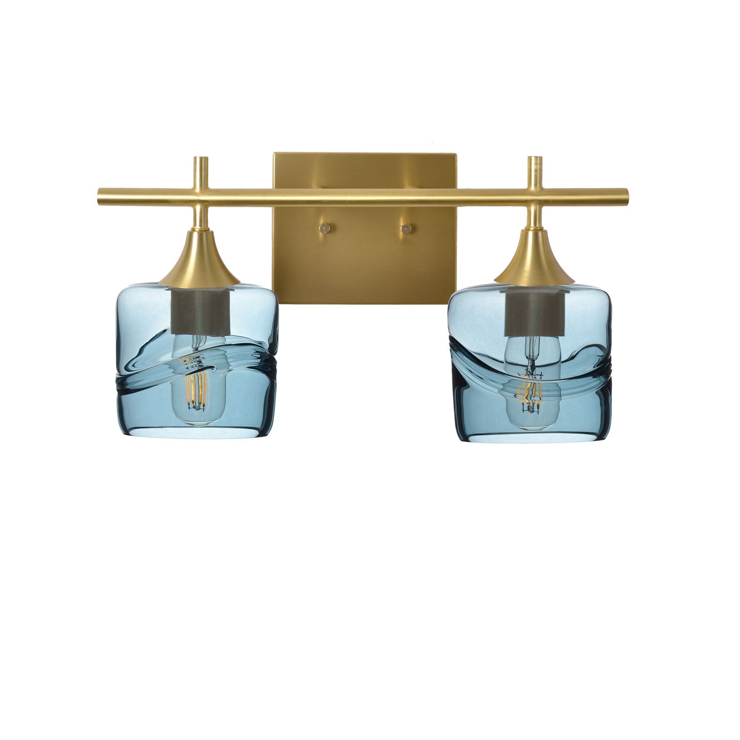 601 2-Light Wall Vanity-Glass-Bicycle Glass Co - Hotshop-Brushed Nickel-Lunar-Steel Blue-Bicycle Glass Co