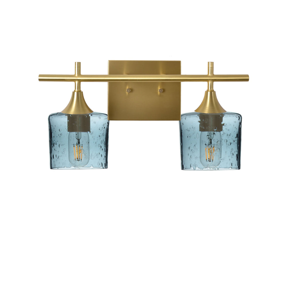 601 2-Light Wall Vanity-Glass-Bicycle Glass Co - Hotshop-Brushed Nickel-Lunar-Steel Blue-Bicycle Glass Co