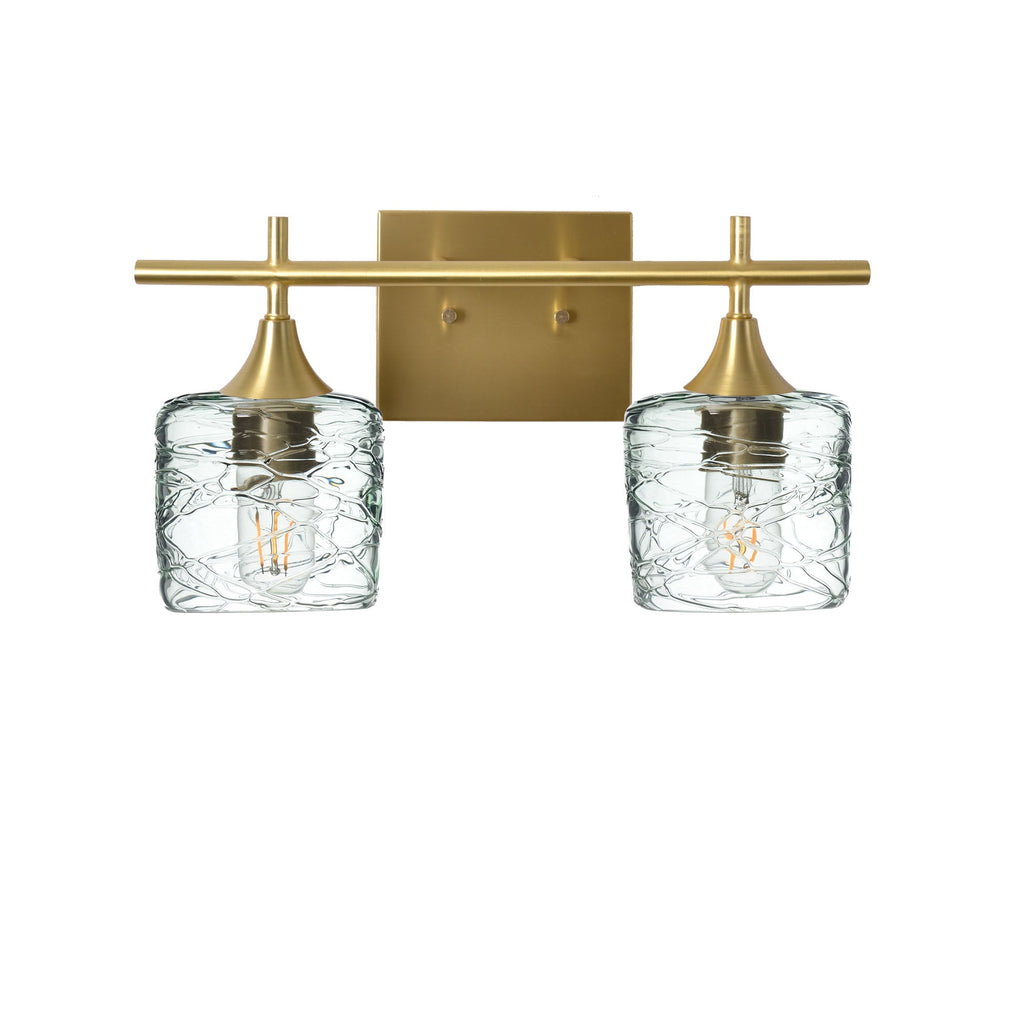 601 2-Light Wall Vanity-Glass-Bicycle Glass Co - Hotshop-Brushed Nickel-Lunar-Steel Blue-Bicycle Glass Co