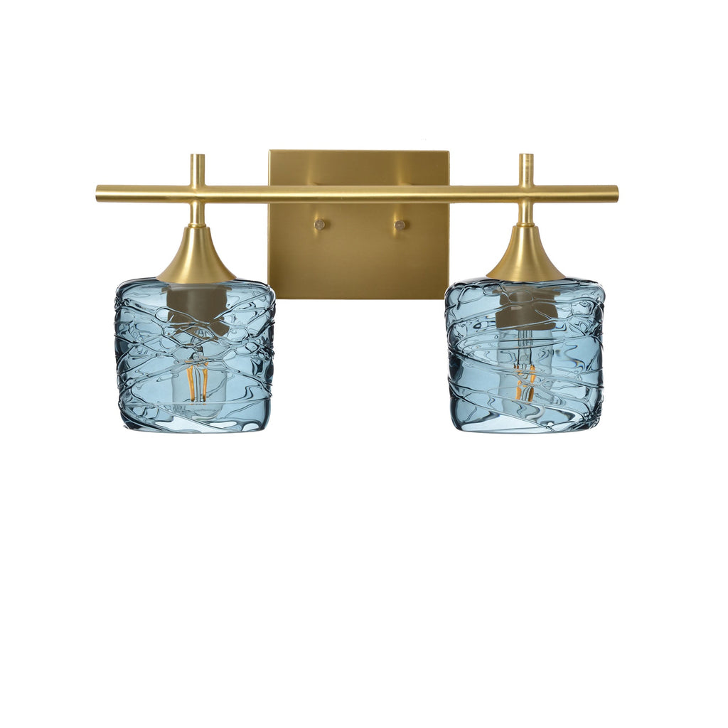 601 2-Light Wall Vanity-Glass-Bicycle Glass Co - Hotshop-Brushed Nickel-Lunar-Steel Blue-Bicycle Glass Co